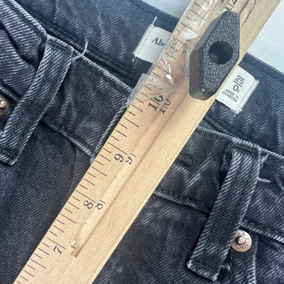 Abercrombie Fitch Jeans Women's 28x30* Low Rise Baggy Black Faded Denim Tag 25R - Picture 15 of 16